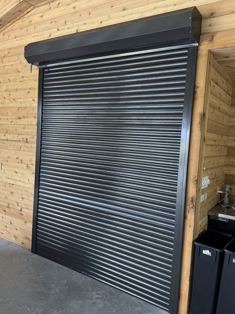 FSS 55mm rolling shutter closed, showing the custom-built box above the opening